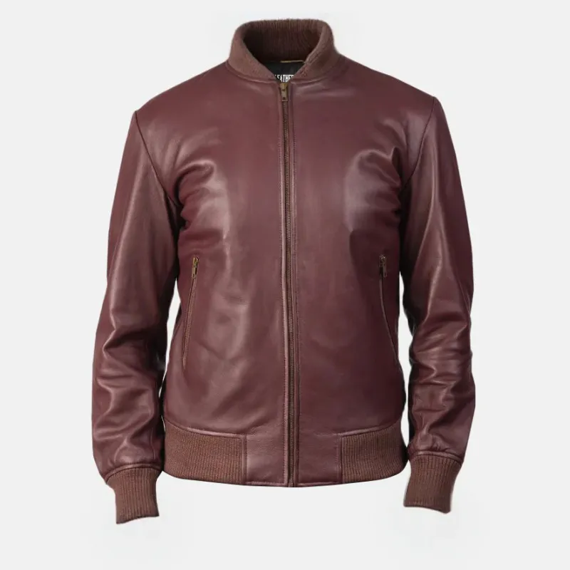 Mens Earth-Toned Bomber Leather Jacket Coastal AU sold by Prime Leather Shop