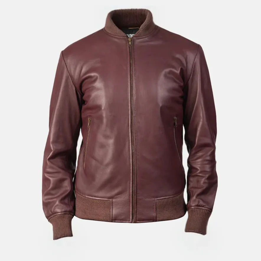 Mens Earth-Toned Bomber Leather Jacket Coastal AU sold by Prime Leather Shop