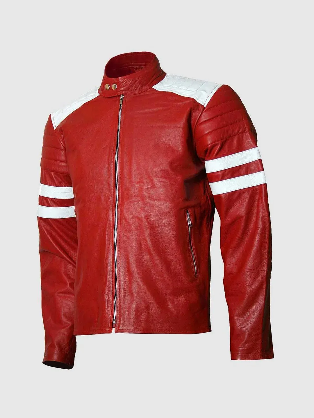 Mens Cropped Racer Leather Jacket - Melbourne Y2k sold by Prime Leather Shop