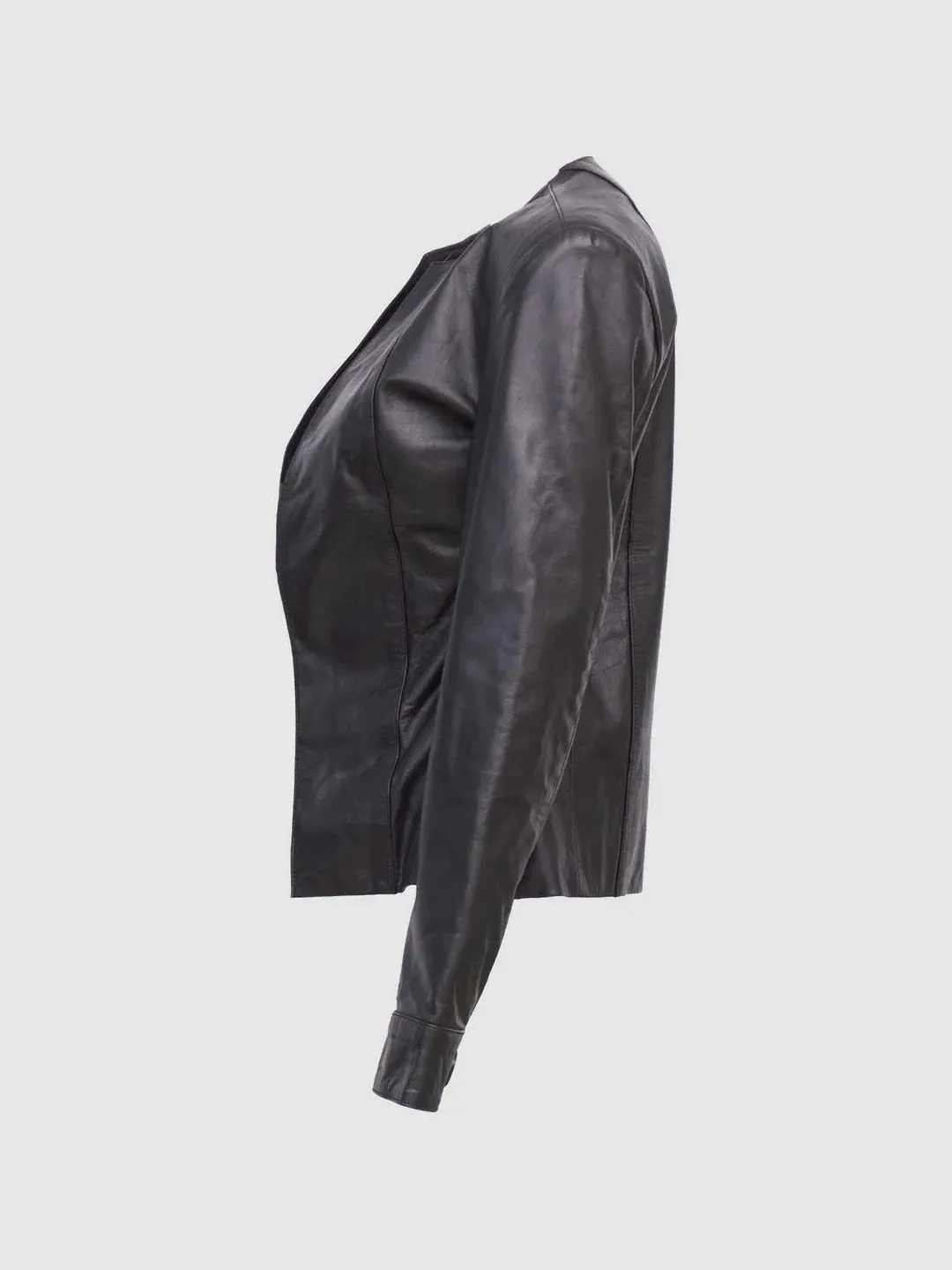 Women's Premier Collarless Leather Jacket sold by Prime Leather Shop product image thumbnail 2