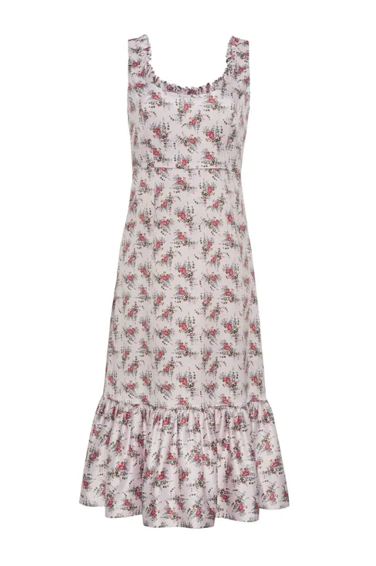 Auden Stretch Satin Ruffle Midi Dress sold by Rêveux