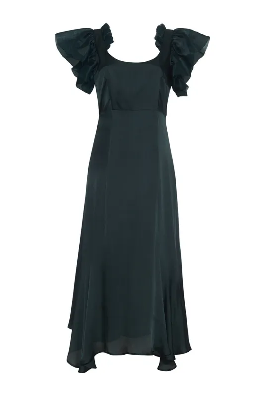 Anelise Silk Gown with Organza Sleeves sold by Rêveux
