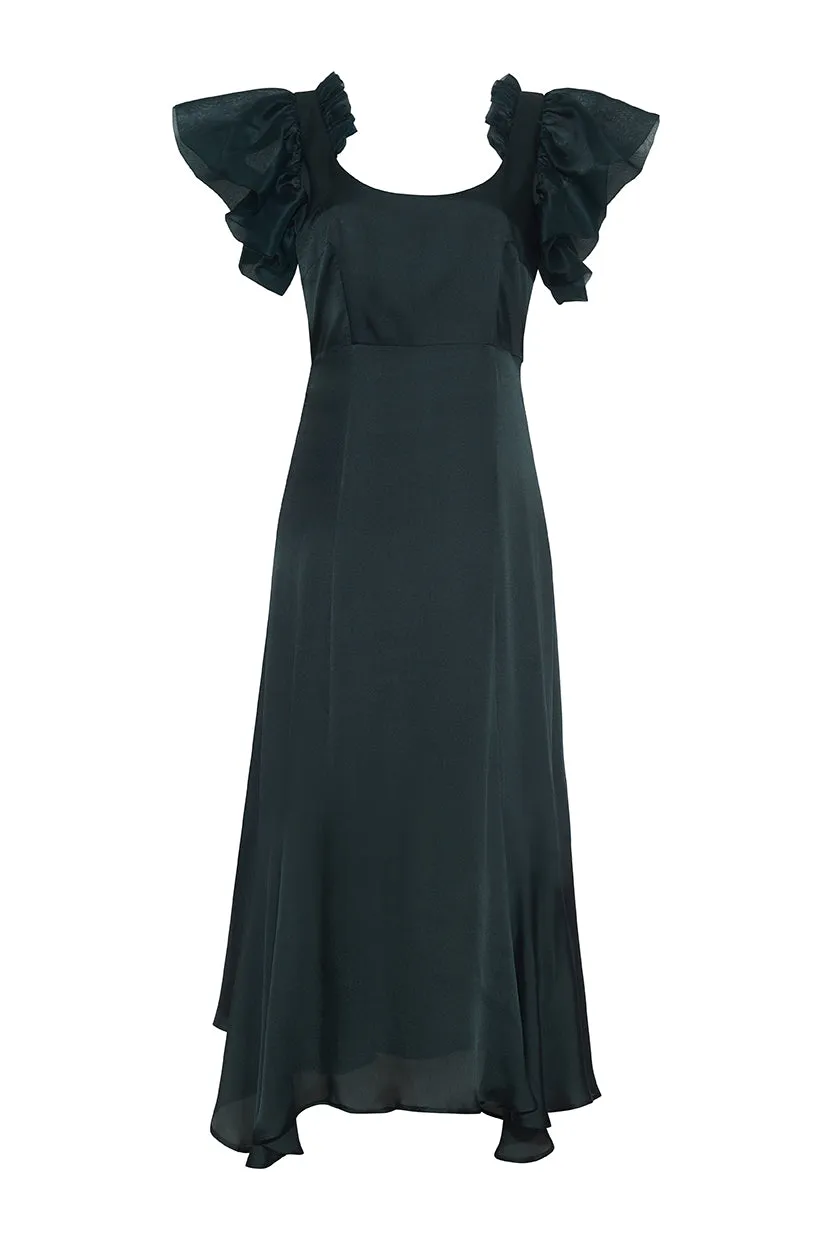 Anelise Silk Gown with Organza Sleeves sold by Rêveux
