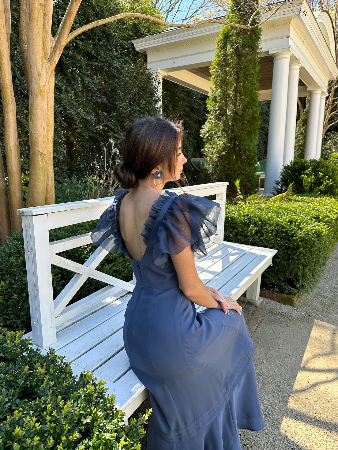 Anelise Silk Gown with Organza Sleeves sold by Rêveux product image thumbnail 4