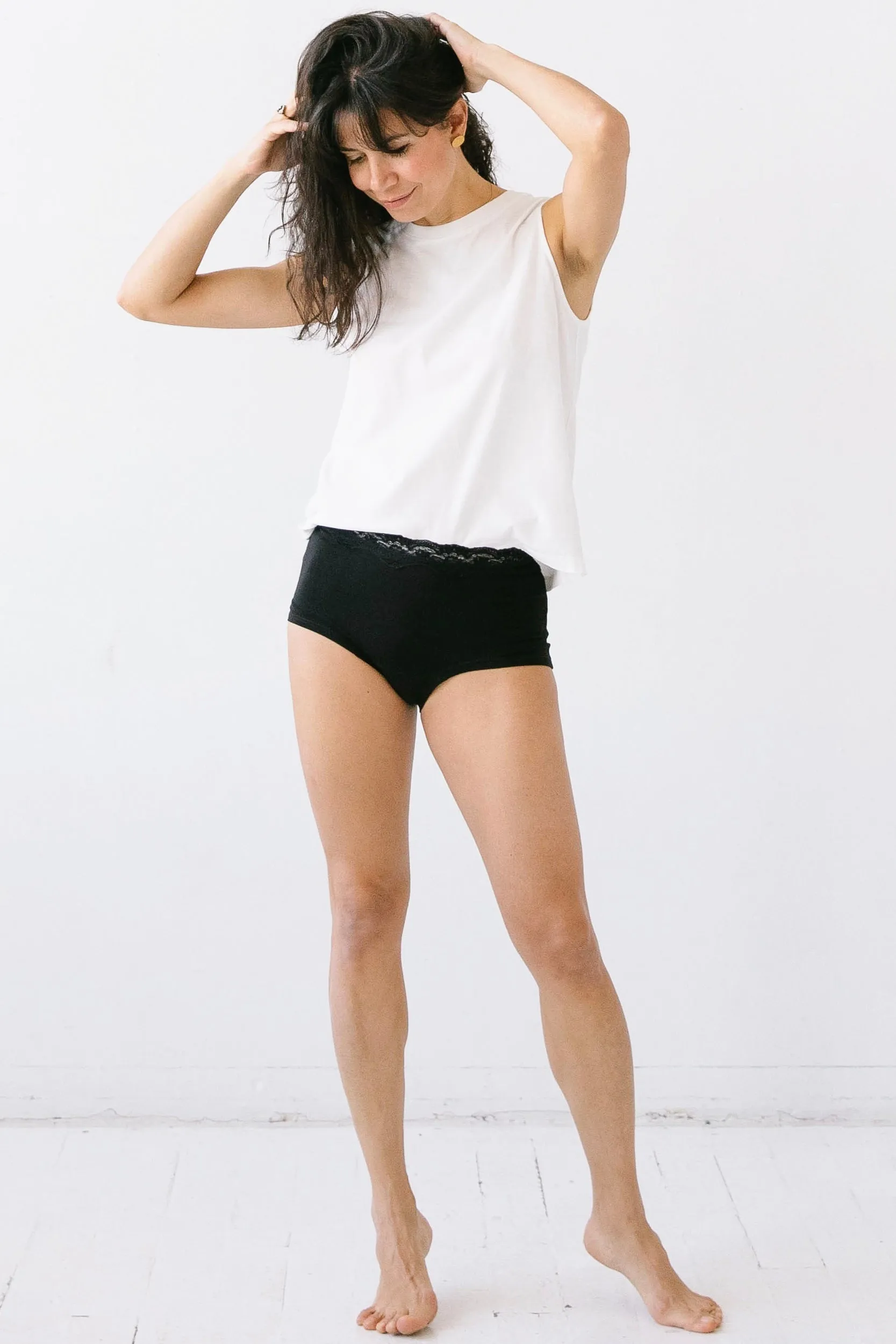 Pima Cotton Muscle Tee in Sea Glass and Indigo sold by Salua Lingerie product image thumbnail 3