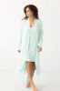Travel Robe in Pima Cotton Sea Glass and Indigo sold by Salua Lingerie