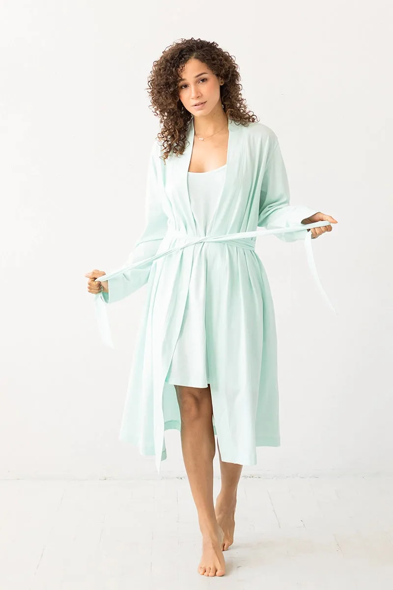Travel Robe in Pima Cotton Sea Glass and Indigo sold by Salua Lingerie product image thumbnail 2