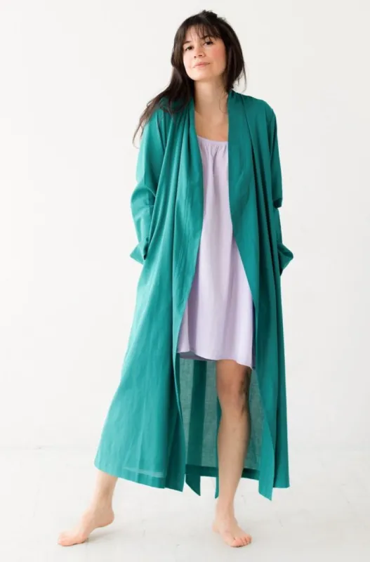 Classic Long Woven Cotton Robe sold by Salua Lingerie