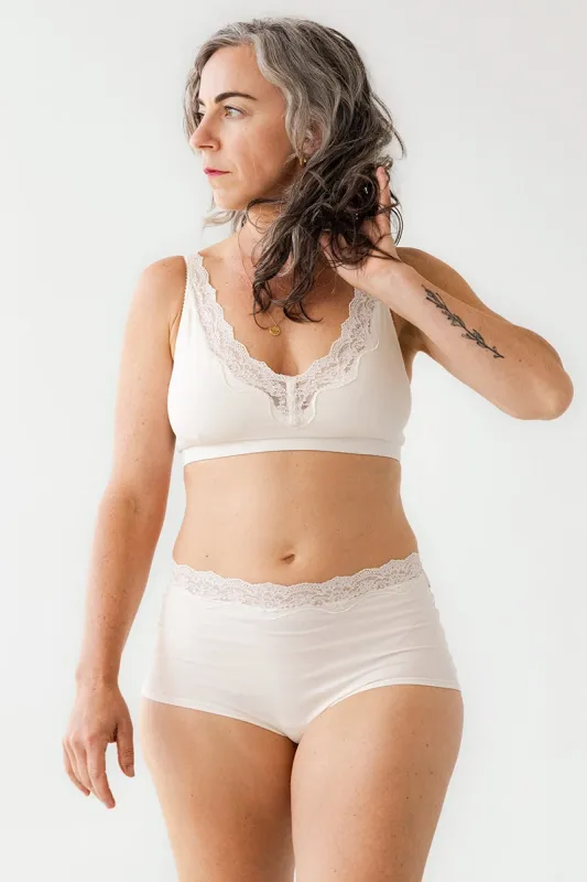 3 Highwaisted Panty with Lace Edge. - 2 White & 1 Black sold by Salua Lingerie