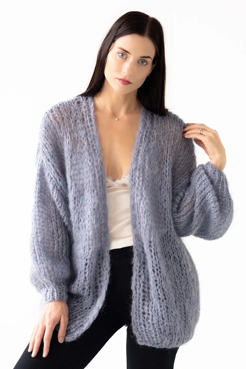 Mohair V-Neck Cardigan Grey Blue by Maiami sold by Salua Lingerie