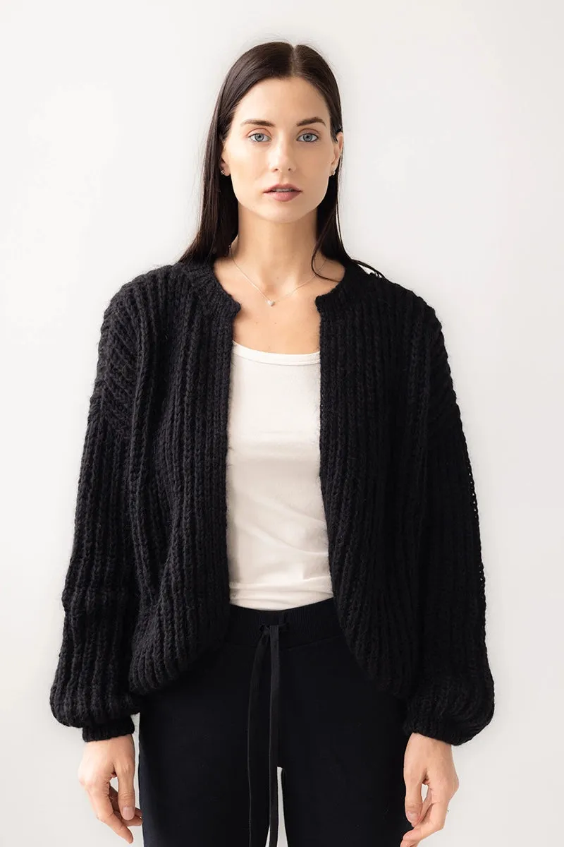 Alpaca Brioche Cardigan Black by Maiami sold by Salua Lingerie