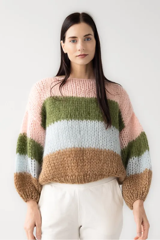 Mohair Big Sweater Colour Block Soft Pink - Sahara by Maiami sold by Salua Lingerie