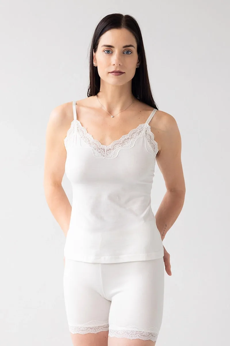 Cotton Camisole with lace trim sold by Salua Lingerie