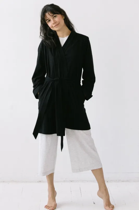 Short Travel Robe in Pima Cotton sold by Salua Lingerie