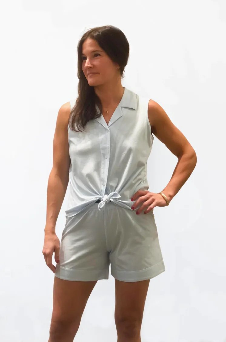 Pima Notch Collar Sleeveless Pajamas sold by Salua Lingerie