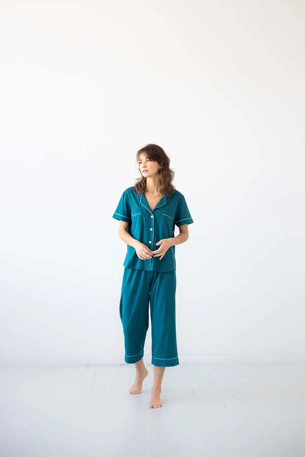 SALUA Classic Capri Pajamas in Pima Cotton sold by Salua Lingerie product image thumbnail 5