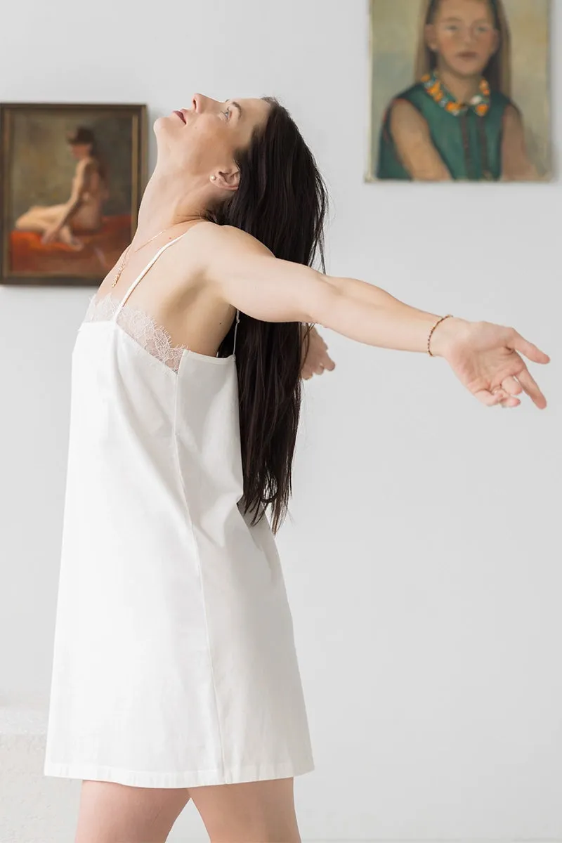 Sofia Eyelash Lace Chemise in Pima Cotton sold by Salua Lingerie product image thumbnail 3