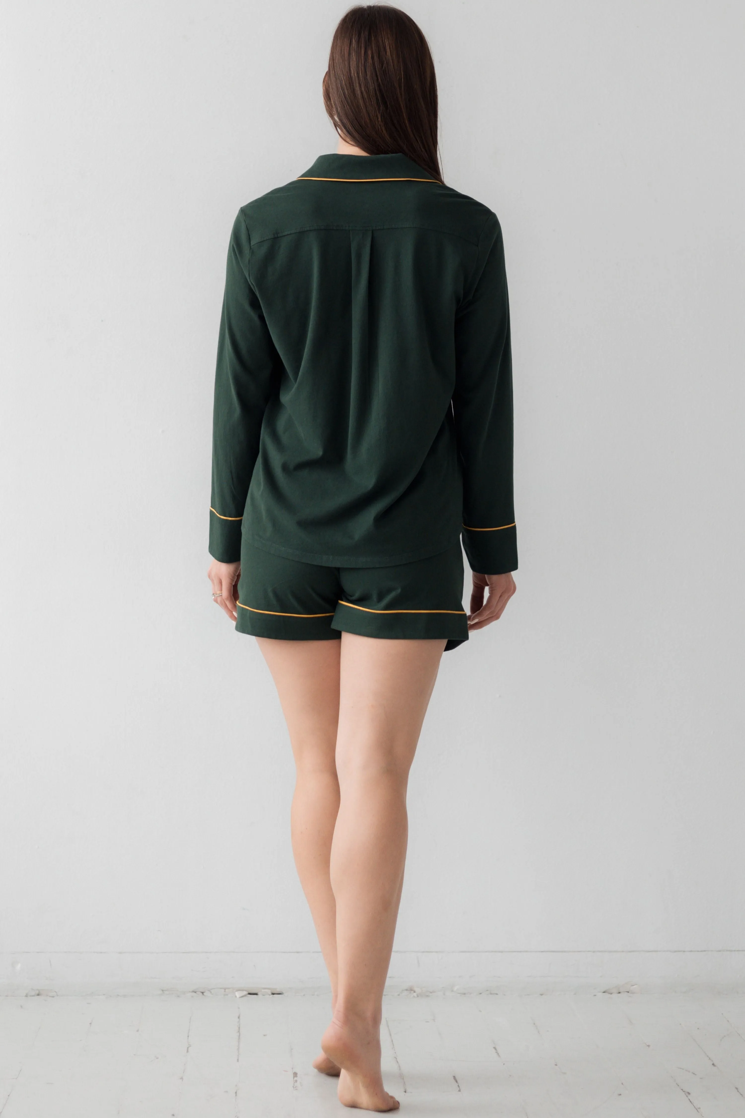 Luxury Brushed Pima Cotton Pajama Set Long Sleeve and Shorts sold by Salua Lingerie product image thumbnail 4
