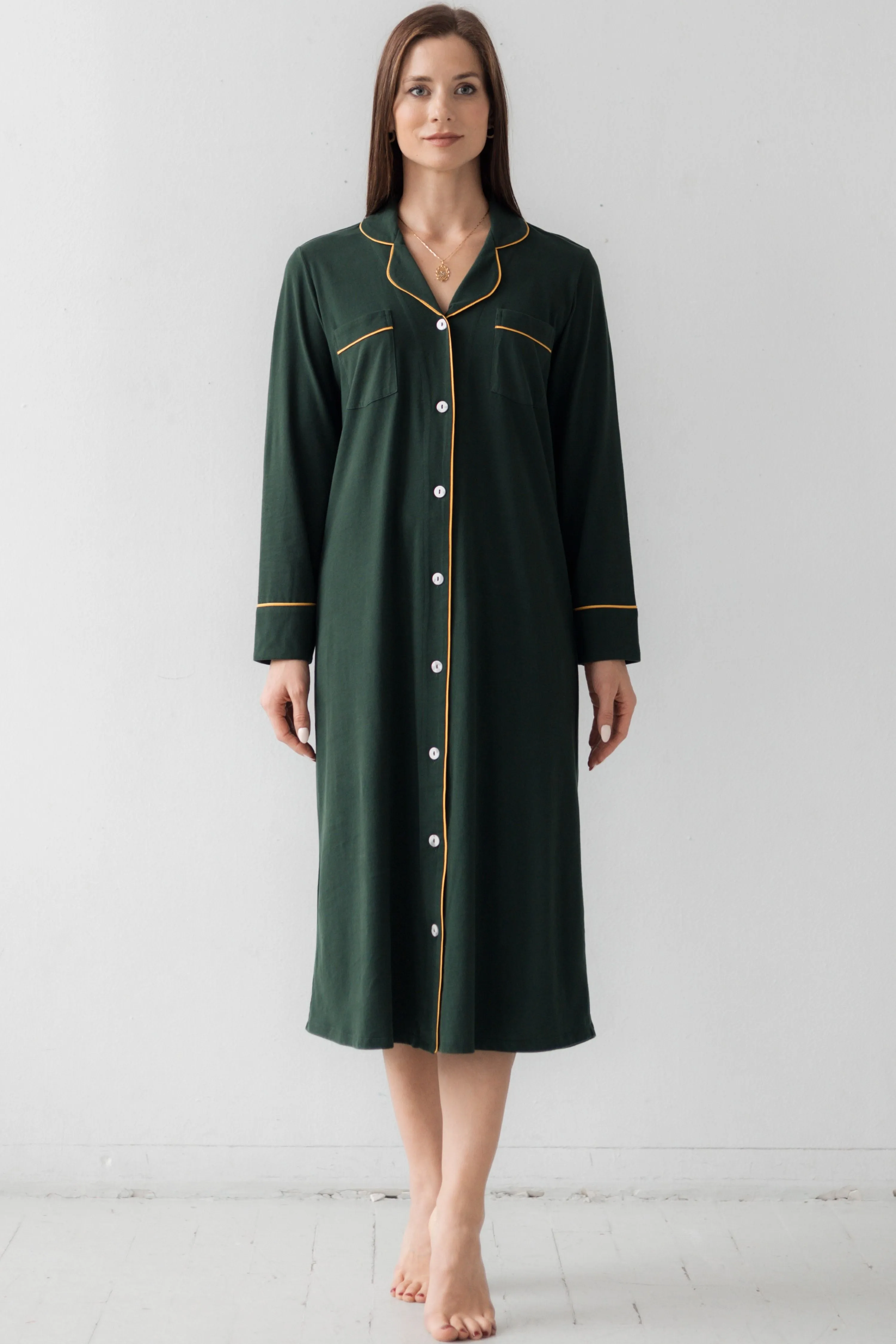 Long Luxury Sleep Shirt in Brushed Pima Cotton -NEW Colors sold by Salua Lingerie