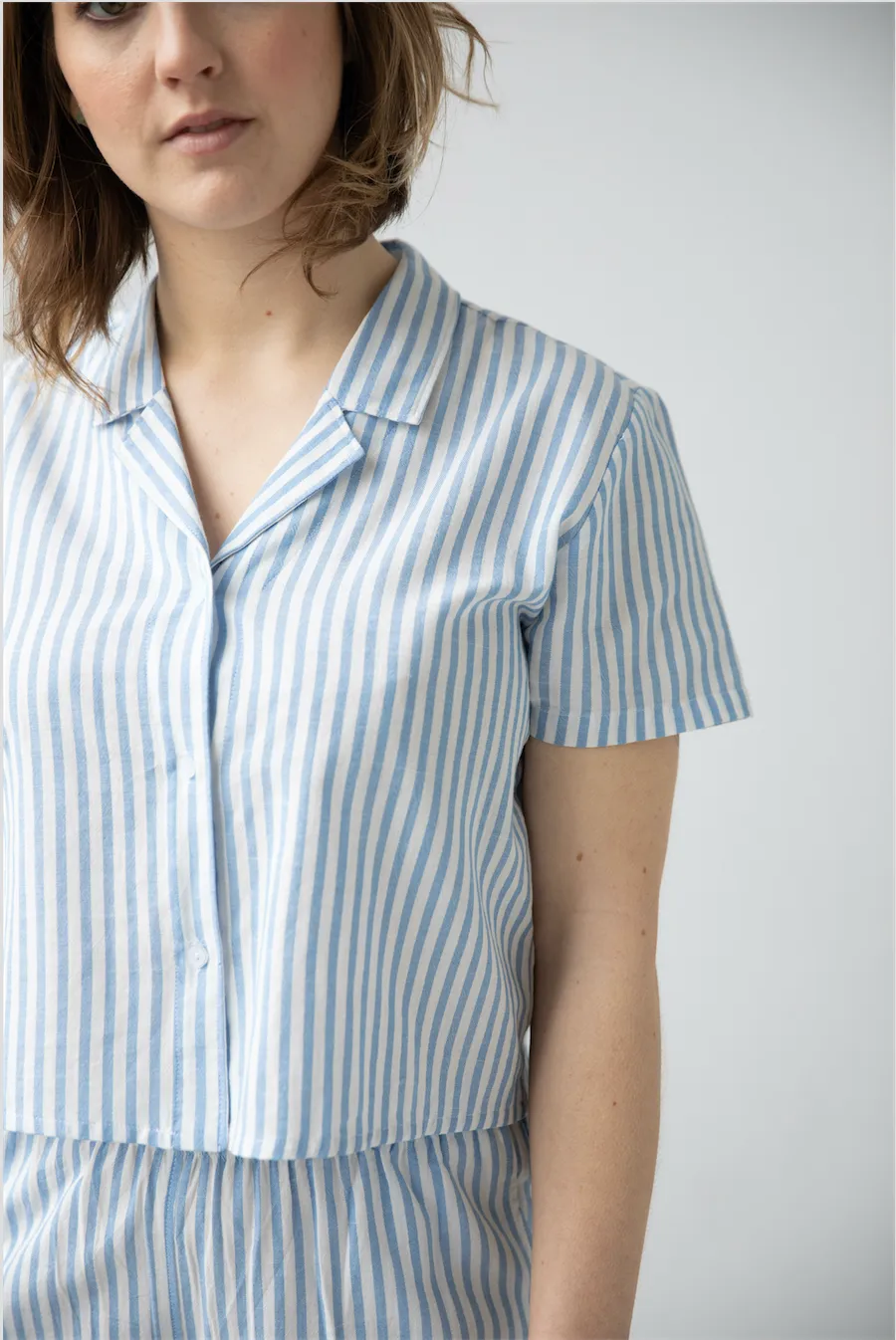 Cropped Button Down-High Waisted Striped Shorties sold by Salua Lingerie product image thumbnail 4