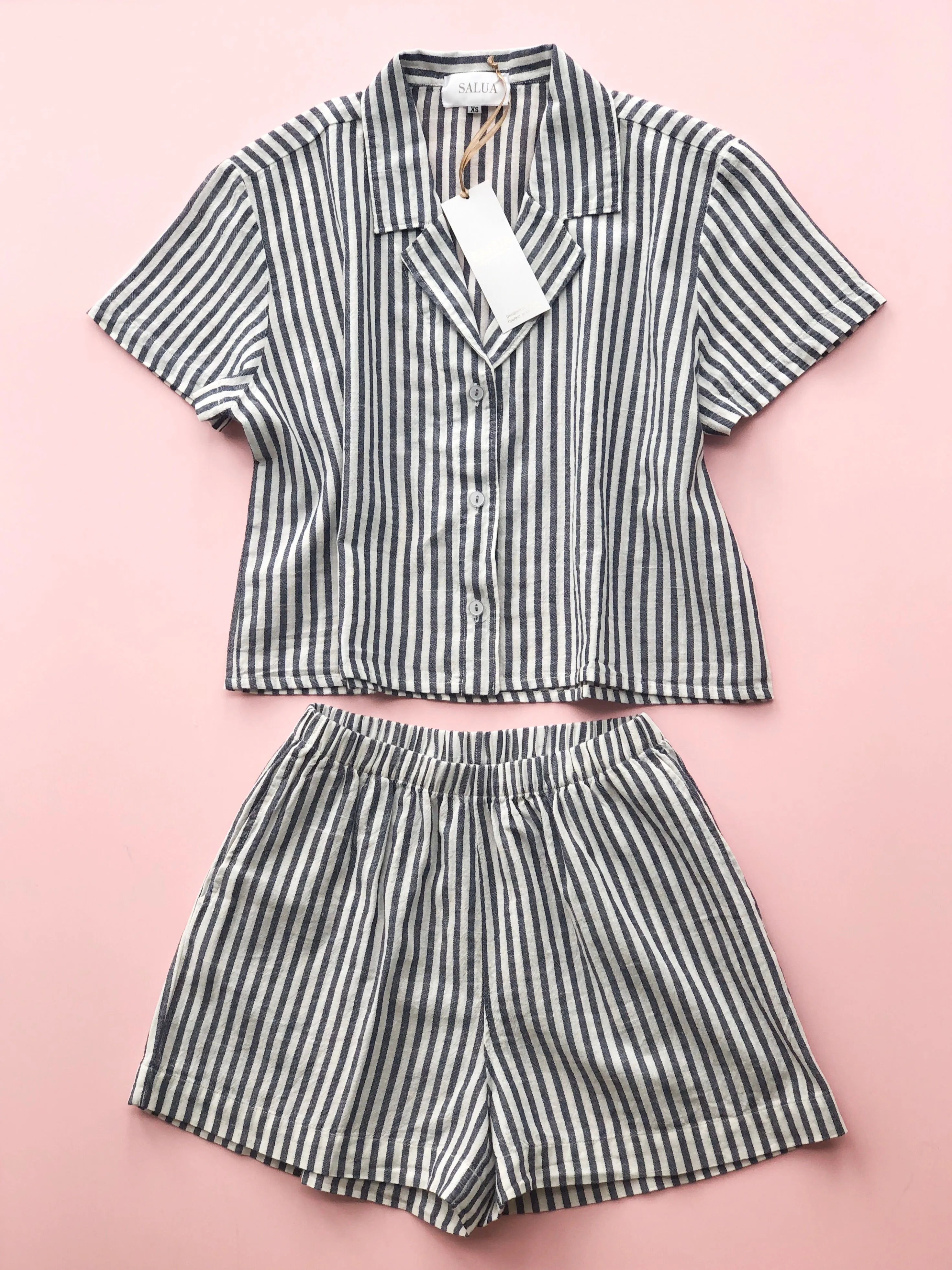 Cropped Button Down-High Waisted Striped Shorties sold by Salua Lingerie product image thumbnail 2