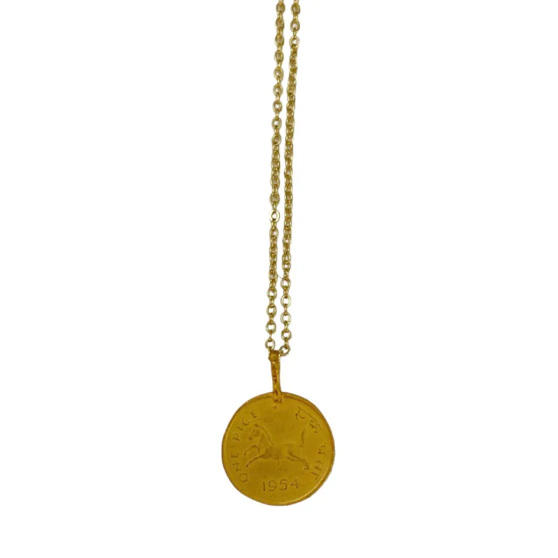 Gold Horse Coin Necklace sold by The Sage Vintage