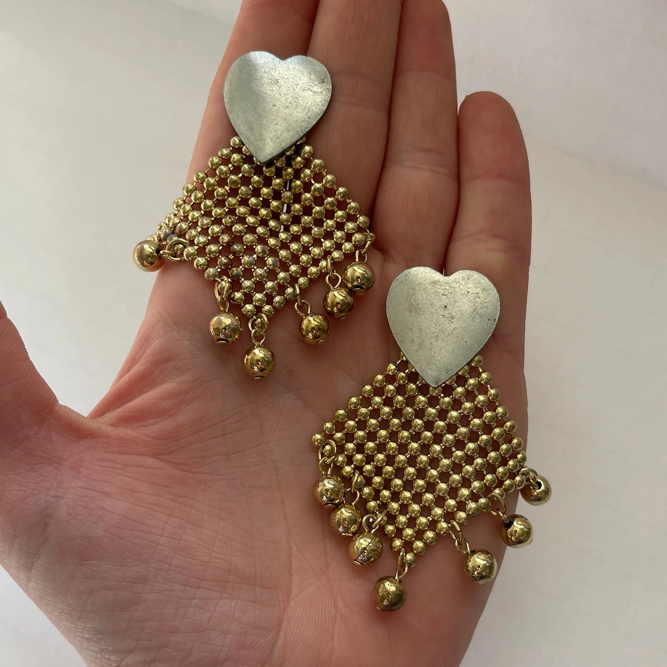 Vintage Mesh Heart Earrings sold by The Sage Vintage product image thumbnail 2
