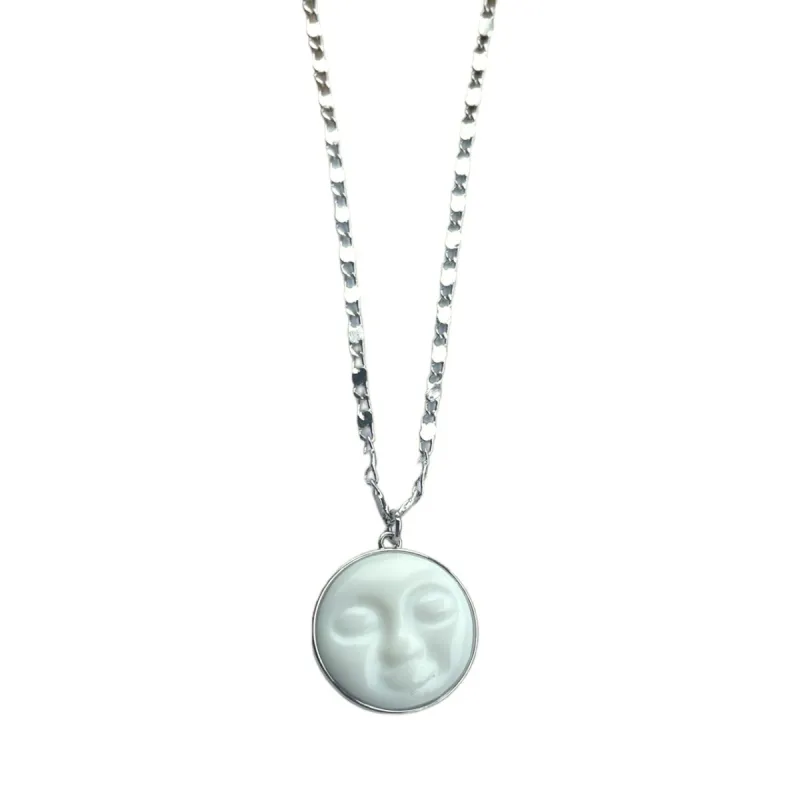 Silver Moon Face Necklace sold by The Sage Vintage