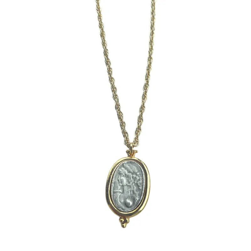 Gold Oval Lady Coin Necklace sold by The Sage Vintage