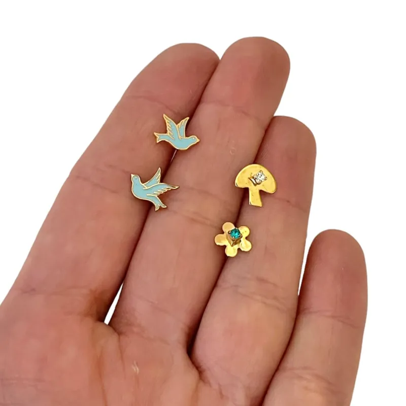 Mushroom/Dove/Flower Earrings sold by The Sage Vintage