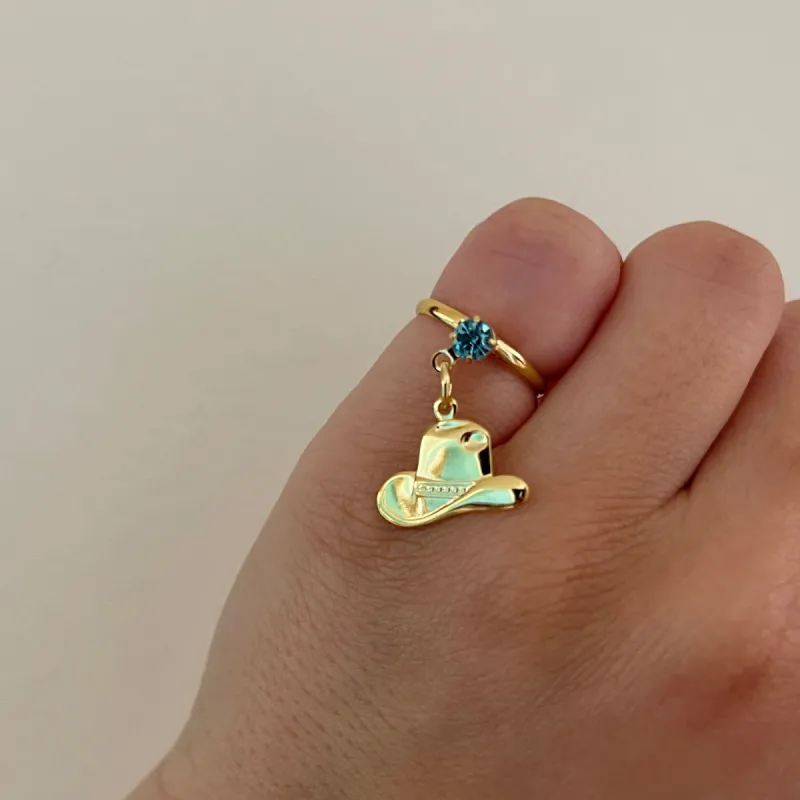 Deadstock Cowboy Hat Aquamarine Ring - Size 5 made by The Sage Vintage