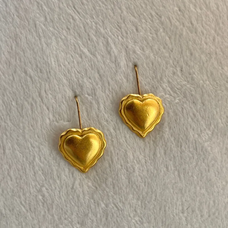 Vintage 70s/80s Gold Plated Heart Earrings sold by The Sage Vintage