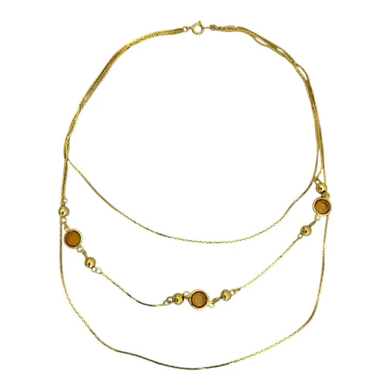 Triple Layer Orange Crystal Necklace - Deadstock sold by The Sage Vintage
