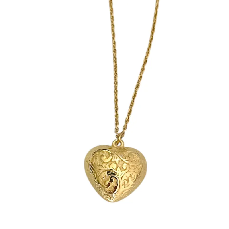 Deadstock Puffy Paisley Heart Necklace sold by The Sage Vintage