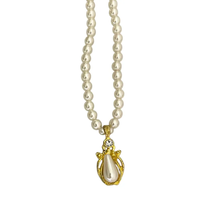 Teardrop Pendant Pearl Necklace - Deadstock sold by The Sage Vintage