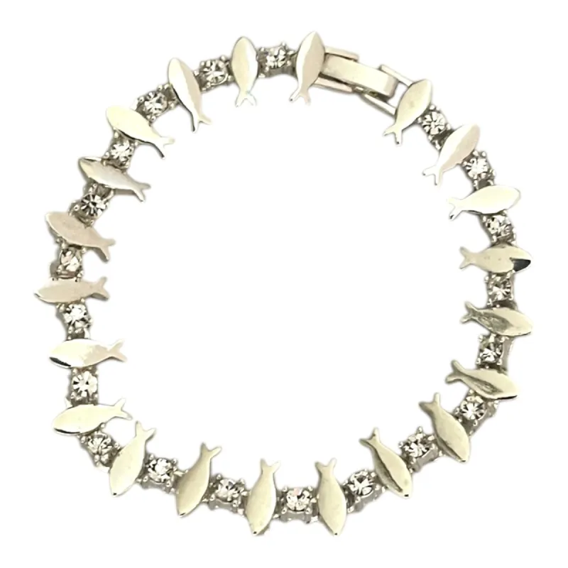 Silver Pavé Fish Bracelet - Deadstock sold by The Sage Vintage