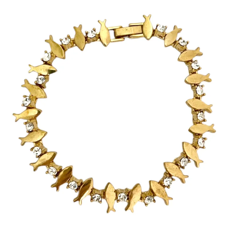 Gold Pavé Fish Bracelet - Deadstock sold by The Sage Vintage