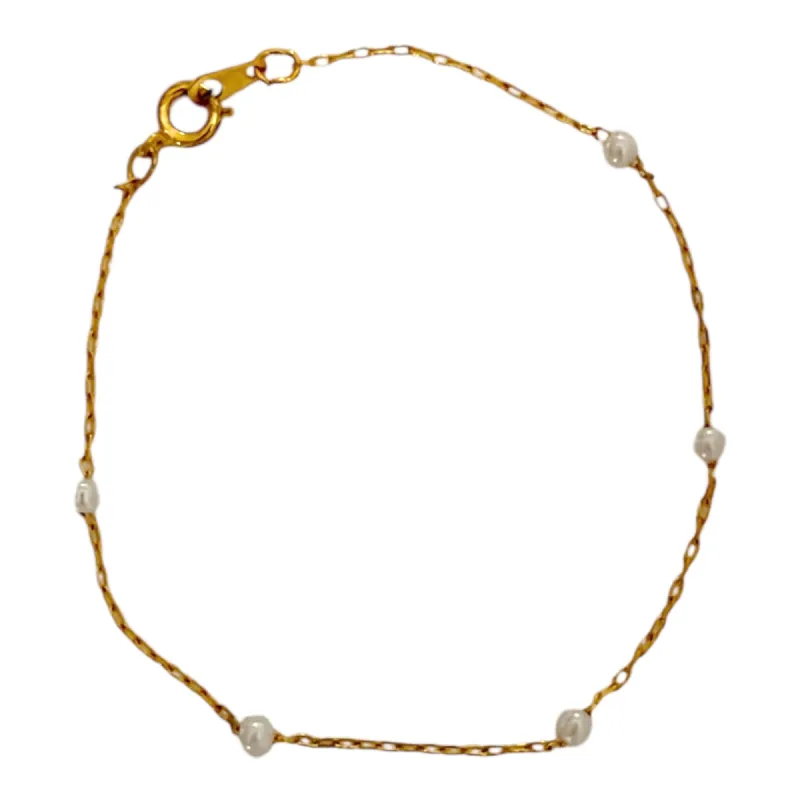 Station Pearl Gold Plated Bracelet - Deadstock sold by The Sage Vintage