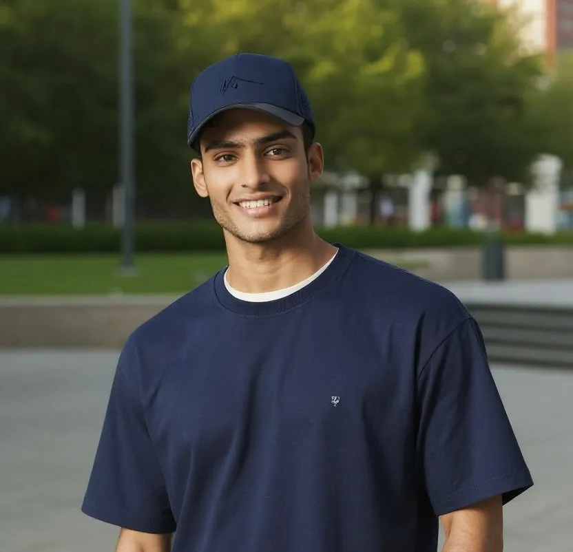 Navy Blue Trucker Style Hat sold by Visto Visors product image thumbnail 2