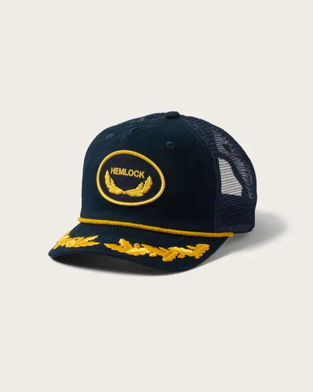 Captain Trucker Hat in Navy sold by Hemlock Hat Co