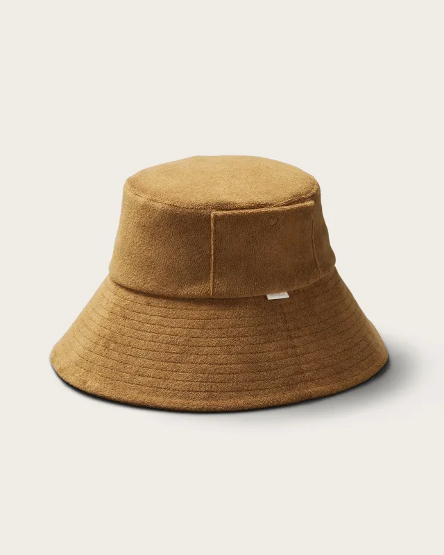 Marina Wide Brim Bucket in Coyote Brown sold by Hemlock Hat Co