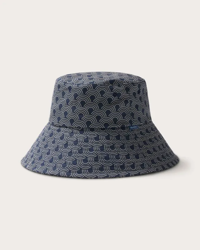 Bali Wide Brim Bucket in Indigo Waves sold by Hemlock Hat Co