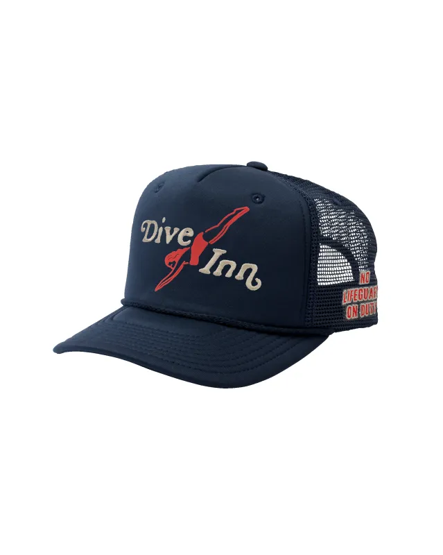 Dive Inn Foam Trucker Hat in Navy sold by Hemlock Hat Co