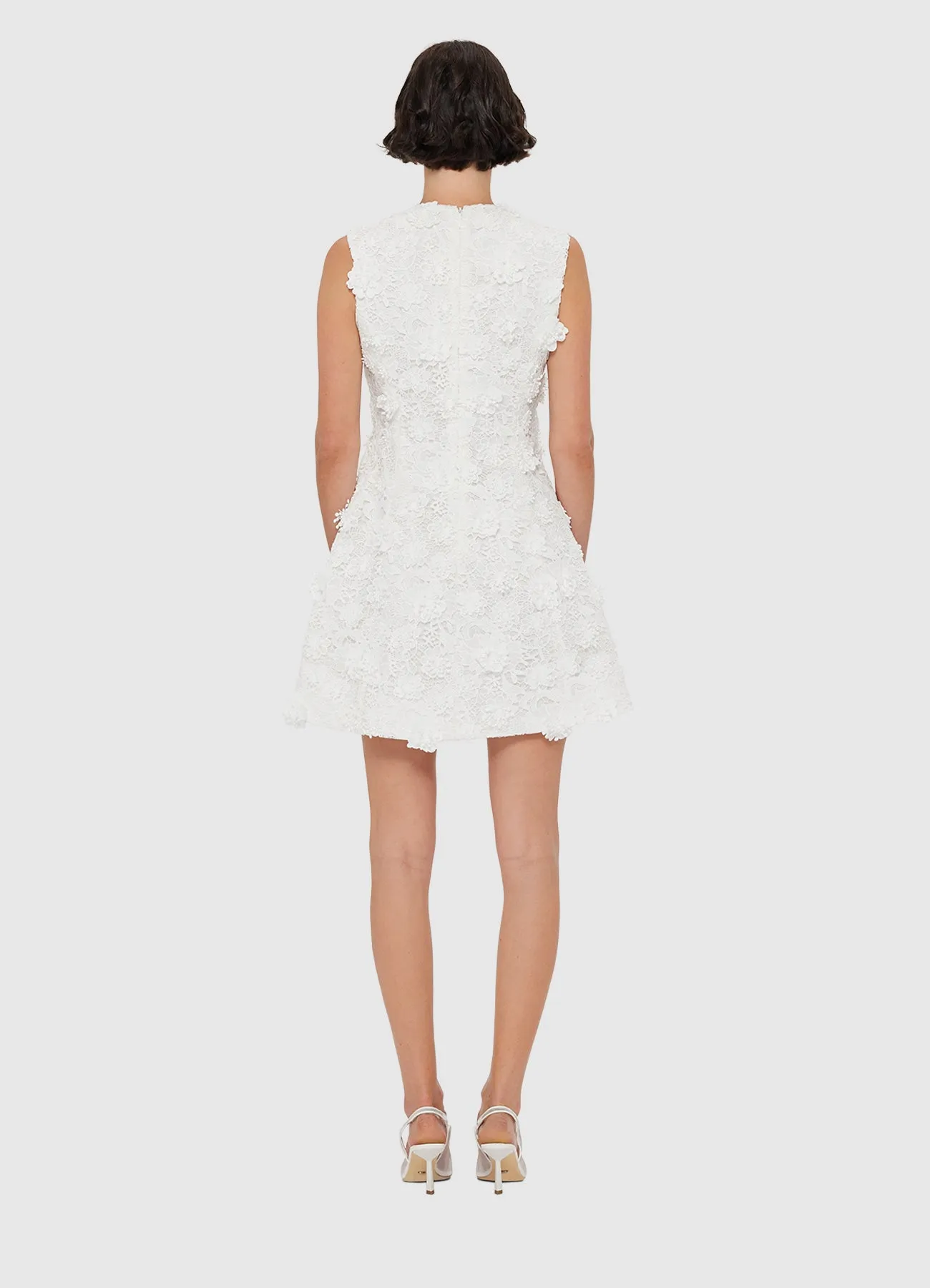 Briana V Neck Embroidered Lace Mini Dress - Snow sold by LEO LIN product image thumbnail 4