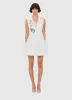 Briana V Neck Embroidered Lace Mini Dress - Snow sold by LEO LIN