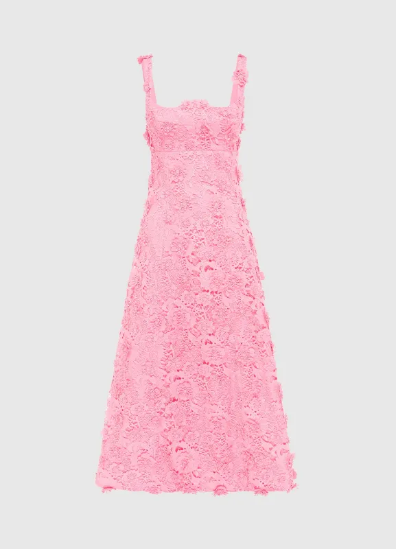 Odette Lace Midi Dress - Bubblegum sold by LEO LIN