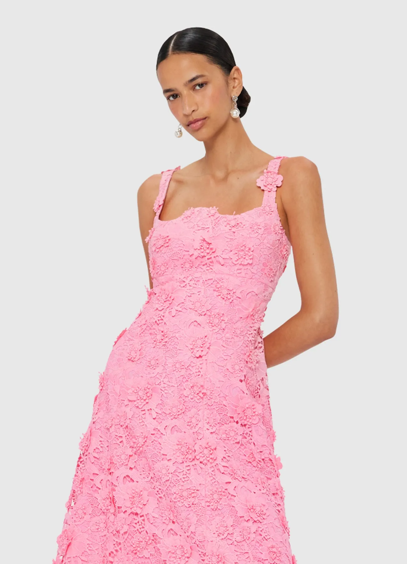 Odette Lace Midi Dress - Bubblegum sold by LEO LIN product image thumbnail 5
