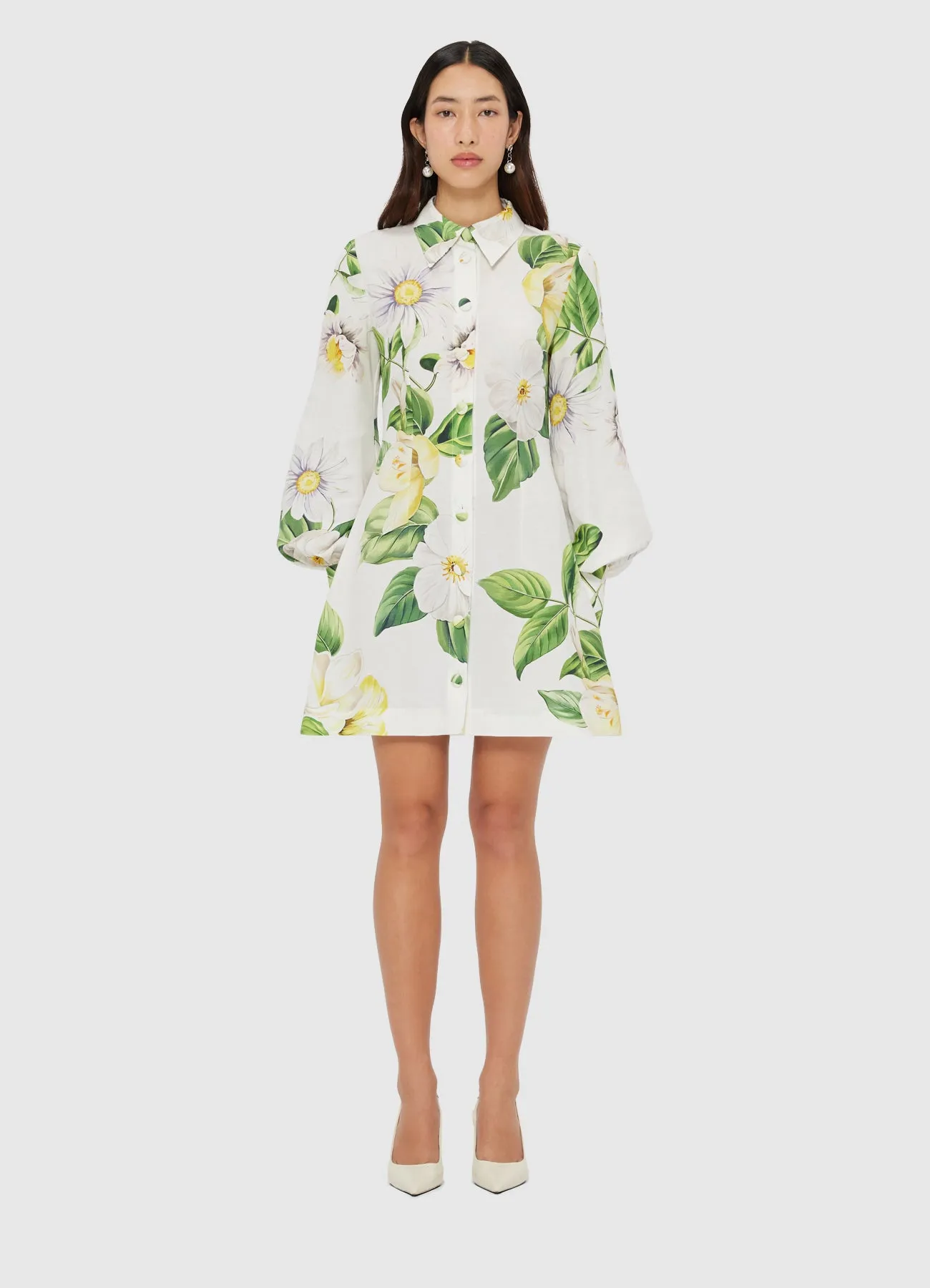 Luminous Linen Mini Dress - Joie Print in Snow sold by LEO LIN product image thumbnail 2