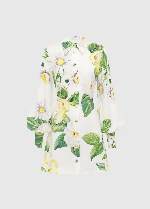 Luminous Linen Mini Dress - Joie Print in Snow sold by LEO LIN