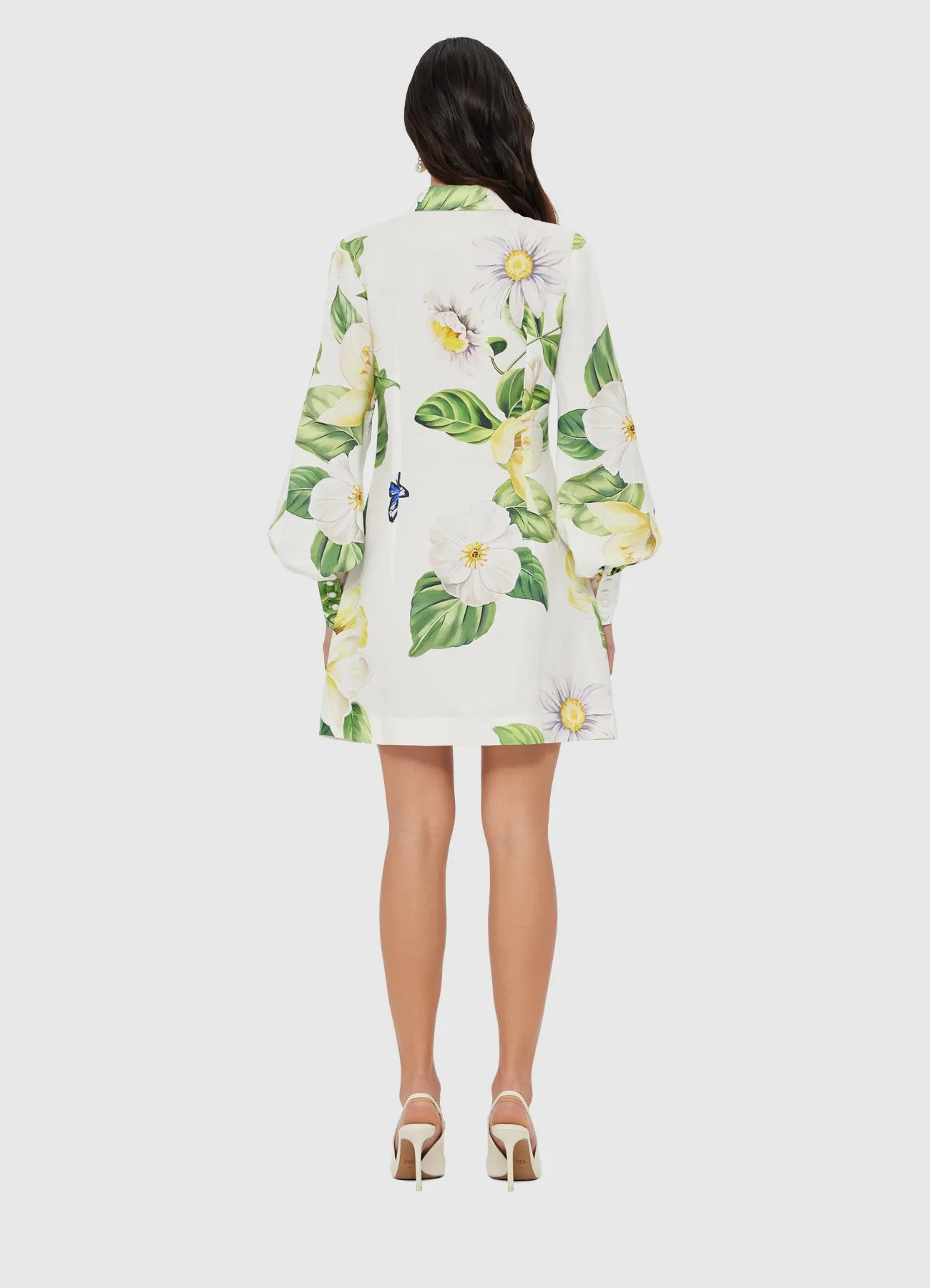 Luminous Linen Mini Dress - Joie Print in Snow sold by LEO LIN product image thumbnail 4